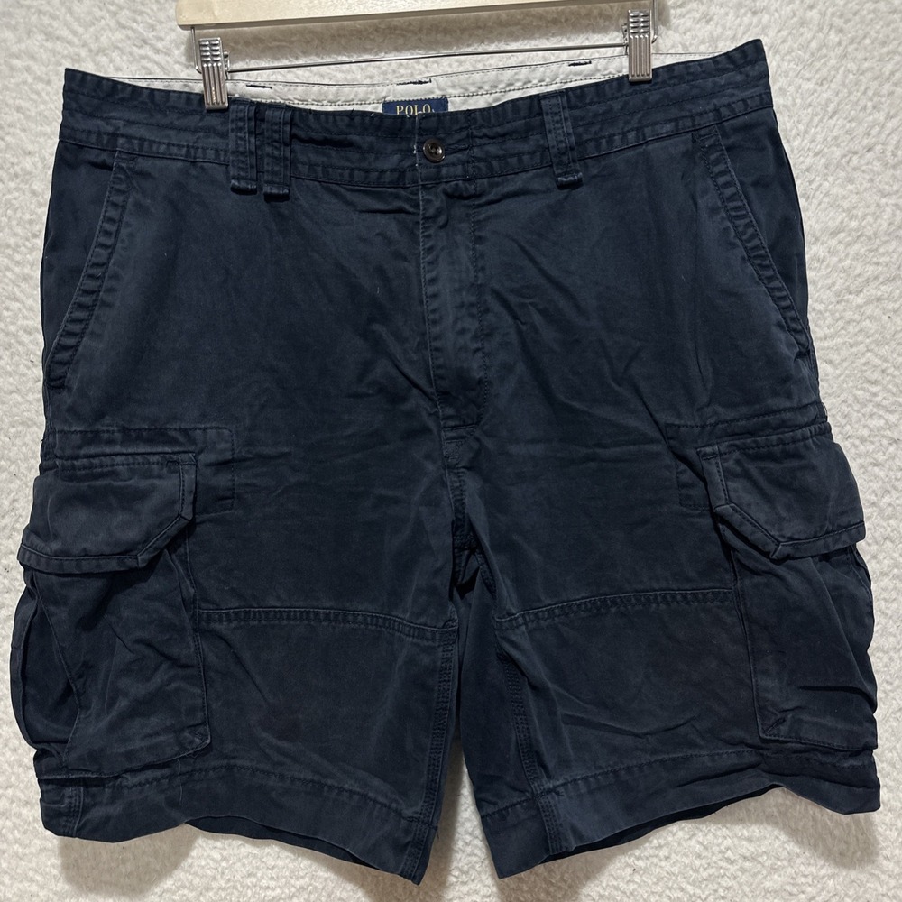 Polo‎ Ralph Lauren Men's Cargo Shorts Size 40 Relaxed Fit Navy Blue Cotton Chino